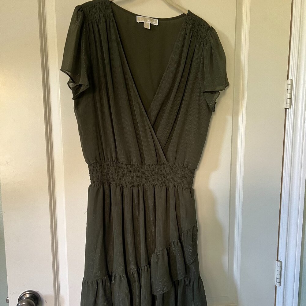 Michael Kors Green Metallic Smock Dress